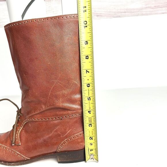 Vintage Fratelli Rosetti Italy Cognac Leather Wingtip Ankle Boots IT 38,5 US 8 - Picture 12 of 16